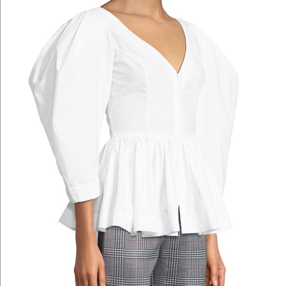 ISA ARFEN
Vera V-Neck Full-Sleeve Cotton Peplum Top uk size 8 $675 - Picture 4 of 13